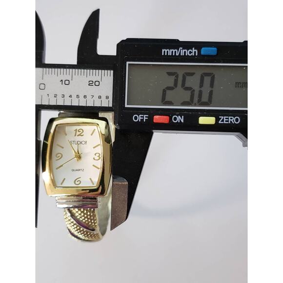 Studio Time STD951T 415. Gold braided bangle band, White face with gold accents main image 4
